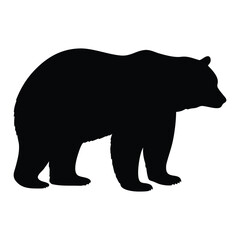 Black bear silhouette vector illustration for wildlife animal nature designs and prints isolated art
