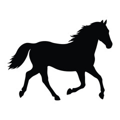 Black horse silhouette running vector illustration equestrian animal design graphic image art equine mammal mustang thoroughbred