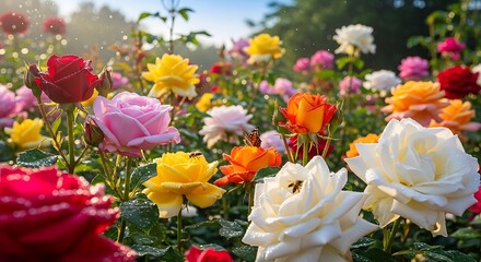 Colorful Roses Garden Sunrise.
