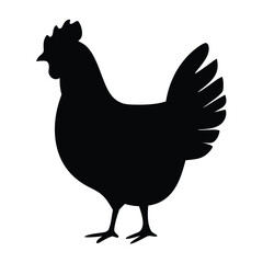 Isolated black chicken vector illustration farm animal poultry fowl hen rooster silhouette drawing