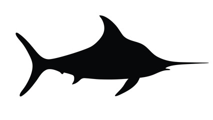 Isolated black silhouette of marlin fish vector illustration for fishing and sport designs idea