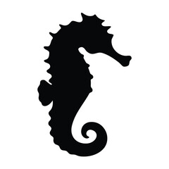 Seahorse silhouette vector illustration, sea life animal graphic design, ocean creature clipart image art © PURE VECTOR WORK