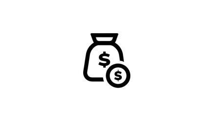 Moneybag Icon: A sleek and modern moneybag icon, a symbol of wealth, finance, and prosperity, perfectly suited for illustrating financial concepts.