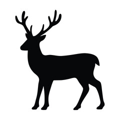 Isolated standing deer silhouette vector illustration for wildlife and nature designs and prints