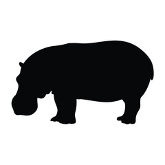 Black hippo silhouette vector illustration african animal wildlife hippopotamus graphic image art