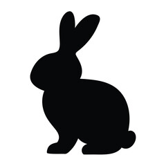 Black rabbit silhouette vector illustration for easter bunny design and spring animal graphics element