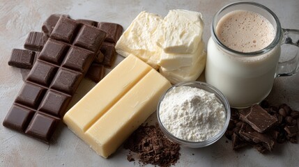 Indoor chocolate-themed still life ideal for marketing desserts, gourmet treats, or cozy winter beverages in culinary or holiday contexts