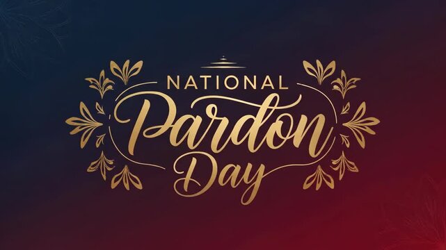 Elegant national pardon day celebration with floral gold calligraphy on gradient background