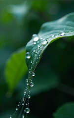 water drops on green leaf