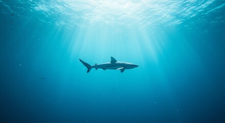 Fototapeta premium Shark swimming in clear ocean water