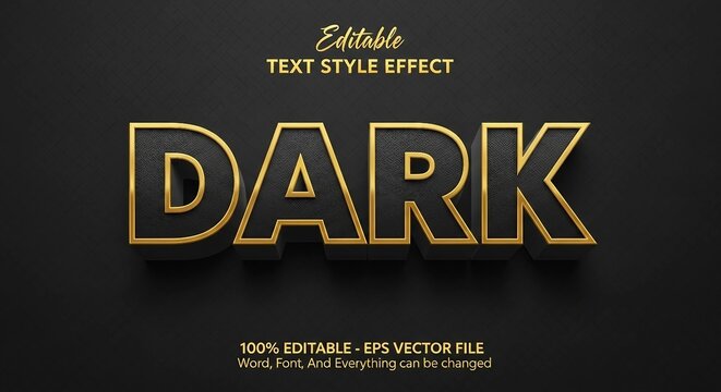Dark Text Style Effect | Editable Gold Outline Font on Black Background for Graphic Design, Branding and Modern Design Projects - Powered by Adobe