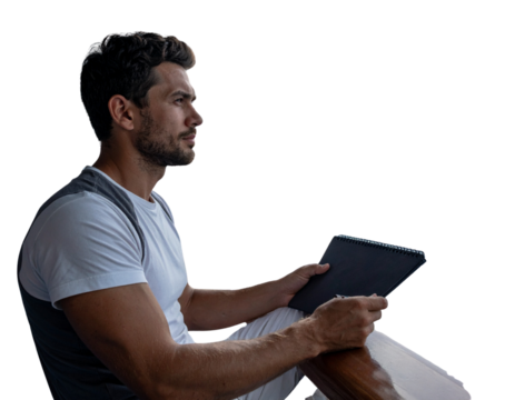 Solo Traveler Relaxing on Cruise Balcony, Transparent PNG