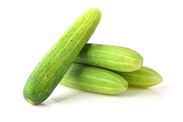 Fresh cucumbers isolated on white background