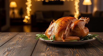 The Grand Thanksgiving Feast: A Glistening Roasted Turkey Centerpiece