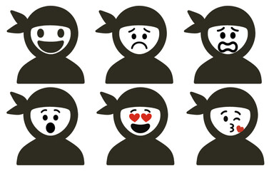set character ninja with emotion vector
Vector set character with emotions joy, sadness, satisfaction, anger, love, kiss