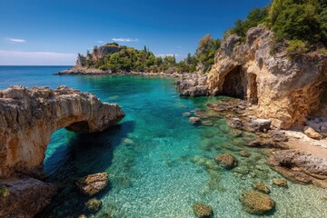 Picturesque coastal bay with crystal-clear water