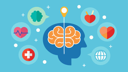 Diverse Representation A wall filled with illustrations of different mental health icons e.g. brain heart that visually represent the diverse clients served by the mental health