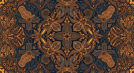 Ornate Gold Paisley Pattern Design.