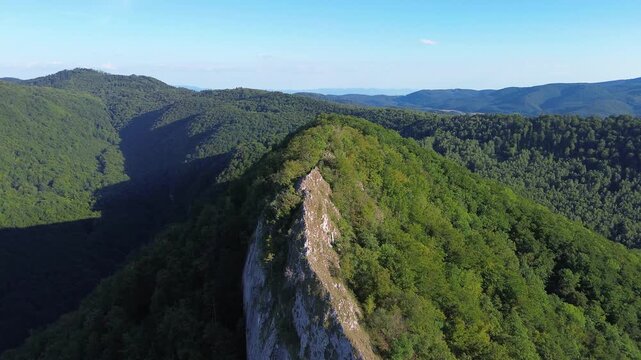 aerial drone shot captures the powerful beauty of Sivec mountain in Slovakia