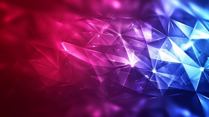 Colorful abstract design featuring dynamic shapes in shades of red and blue with a shimmering effect