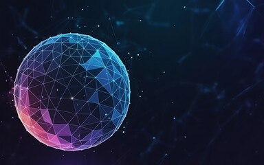 Abstract digital sphere with glowing connections against a dark, futuristic background