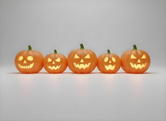 halloween pumpkin lanterns arranged 3D
