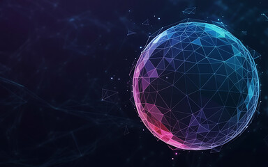 Abstract glowing sphere with interconnected lines symbolizing digital network and global connection