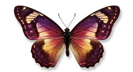 Papillon violet pourpre ailes d�ploy�es lumi�re douce. AI Generated