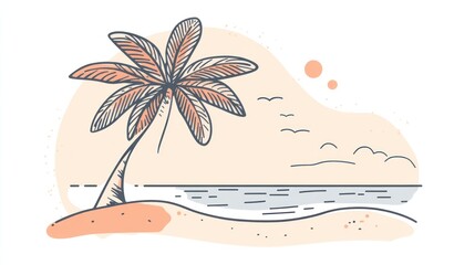 Palm tree beach scene illustration