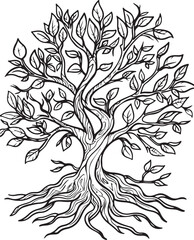 Majestic Oak Tree Outline Collection