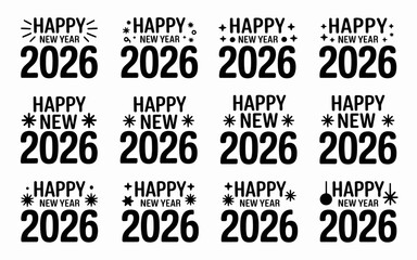 Obraz premium Vector art of happy new year 2026 vector bundle with star