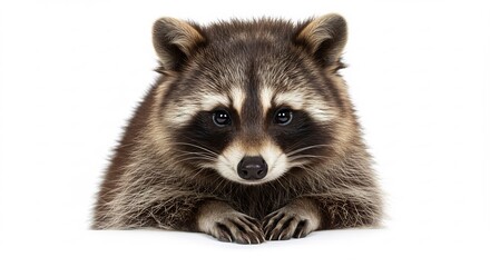 Fototapeta premium Portrait mignon raton laveur pose adorable eclairage net. AI Generated