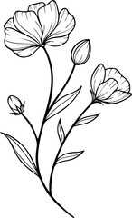 minimalist flower hand drawn vector