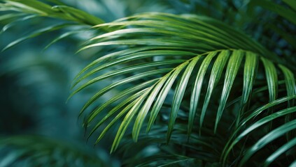 Close-up of vibrant palm fronds