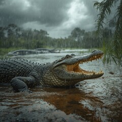 Obraz premium alligator in the swamp