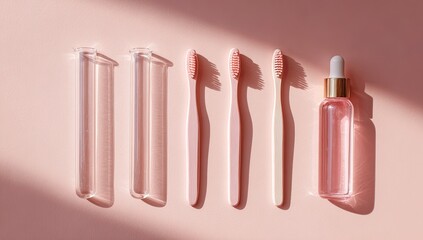 Pink cosmetic, dental care items