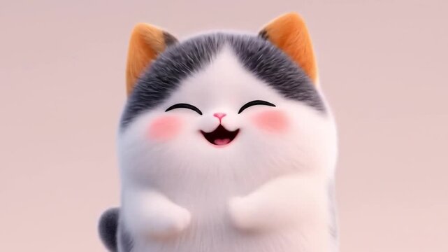 Smiling cartoon cat on light background vector illustration