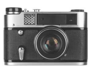 Firefly_ Retro camera photography collage element on transparent background, Retro camera pun