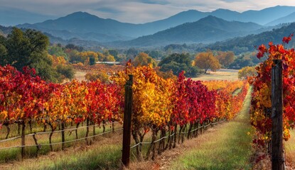 Fototapeta premium Autumnal vineyard landscape