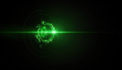 Abstract Green Light Radiant Lens Flare Background