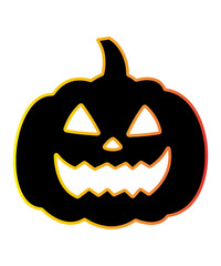 A Spooky Halloween Jack-O-Lantern with a Gradient Outline, Perfect for Festive Decorations and Holiday Celebrations