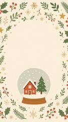 aesthetic christmas snow globe border wallpaper