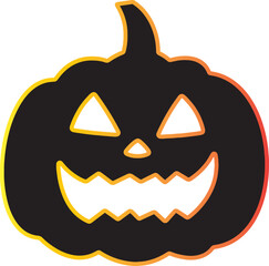 Halloween Pumpkin Silhouette with Spooky Face, Gradient Outline, Festive Design, Perfect for Holiday Decorations