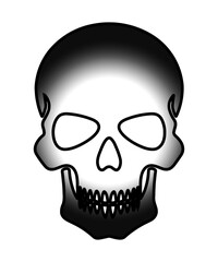 Obraz premium Grayscale Skull Illustration with Black Outline A Symbolic Representation of Mortality and the Transience of Life