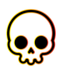 Modern Skull Icon with Bold Outline Halloween Symbol Celebrating Spooky Season and Death, Simplified Cartoon Design