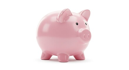 Pink piggy bank with glossy finish black eyes and pig snout