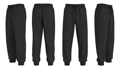 Multiple views of comfortable black sweatpants ideal for casual wear and athleisure