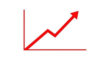 Red line graph rises and turns into an arrow head