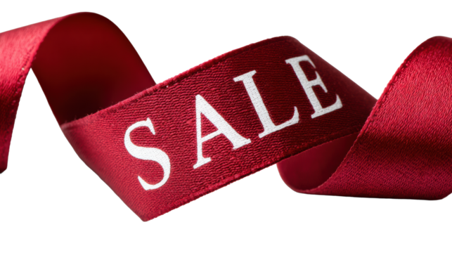 Red Sale Ribbon on Transparent Background