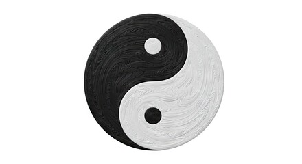 Black and white textured yinyang symbol on a white background